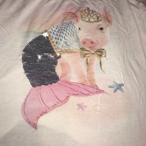 Girls flip sequence tank top pig mermaid